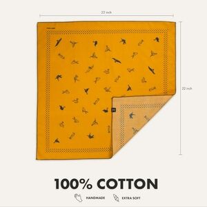 Handmade 💯 % Soft Cotton Kerchief Banana Unisex Men's/Women 0rigami Birds